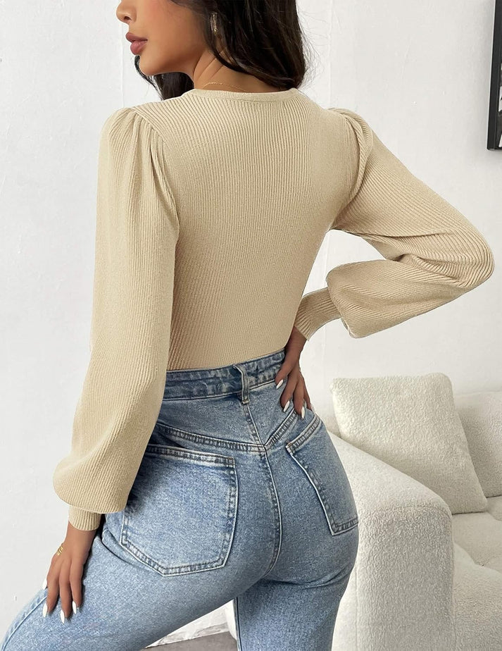 Aziza® | Ribbed Body Top With Long Sleeves