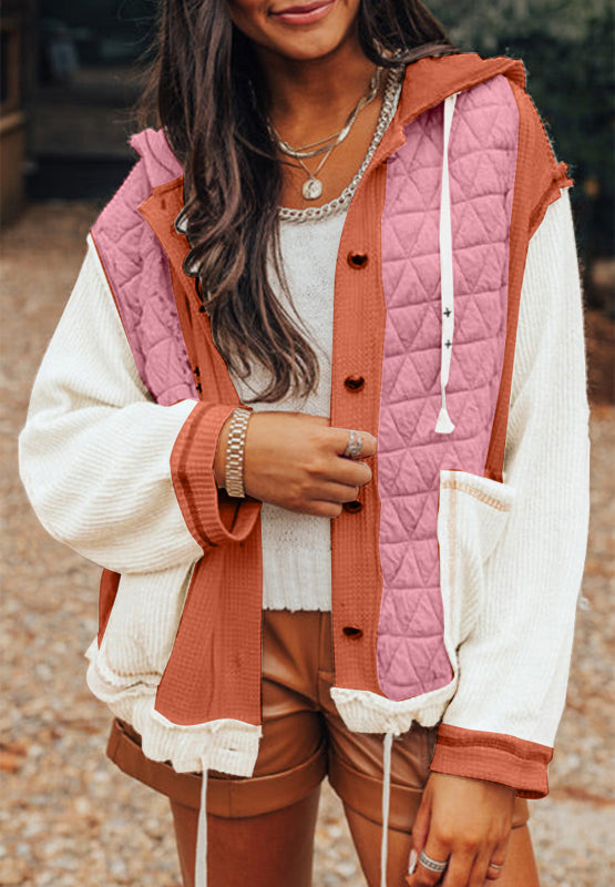 Monica | Long-sleeved hooded jacket with drawstring and button placket