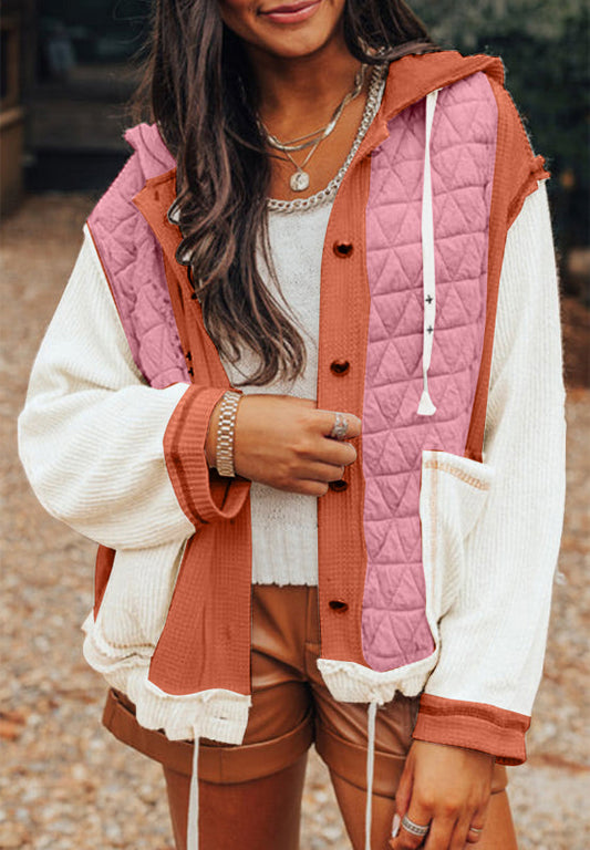 Monica | Long-sleeved hooded jacket with drawstring and button placket