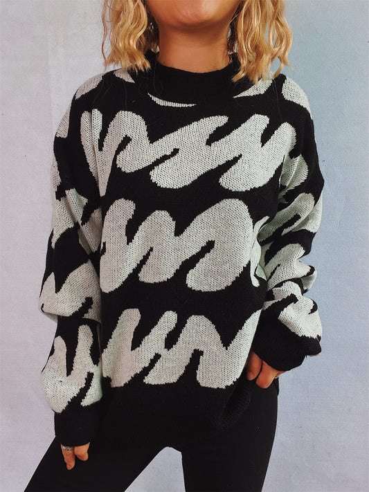 Anita | Contrasting long-sleeved sweater with a crew neck