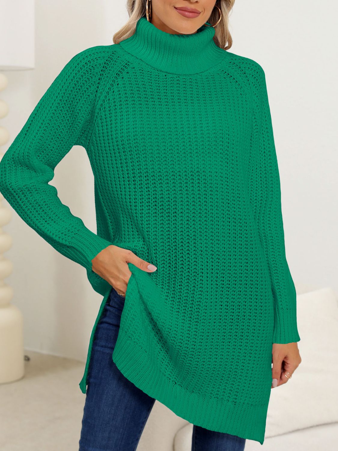 Anke | Turtleneck sweater with slit and long sleeves
