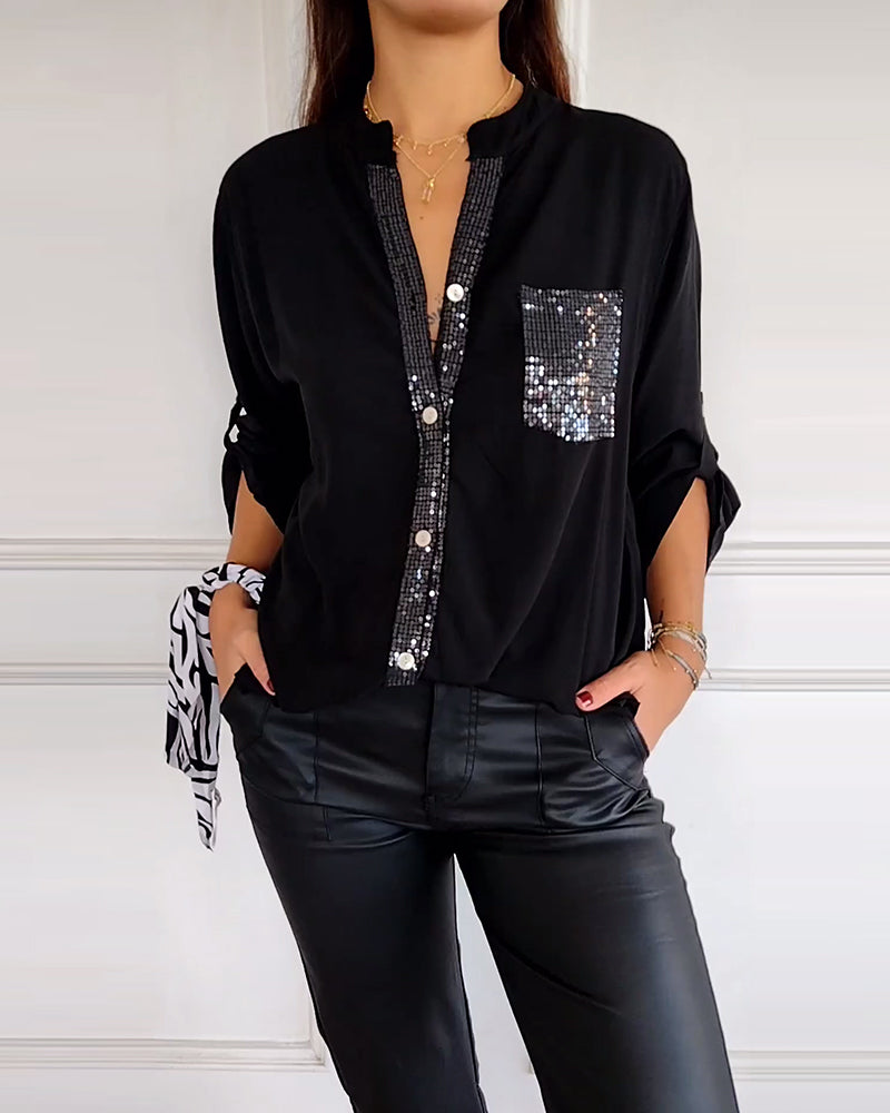 Juana® | Women'S Button-Front Blouse With Sequin Trim