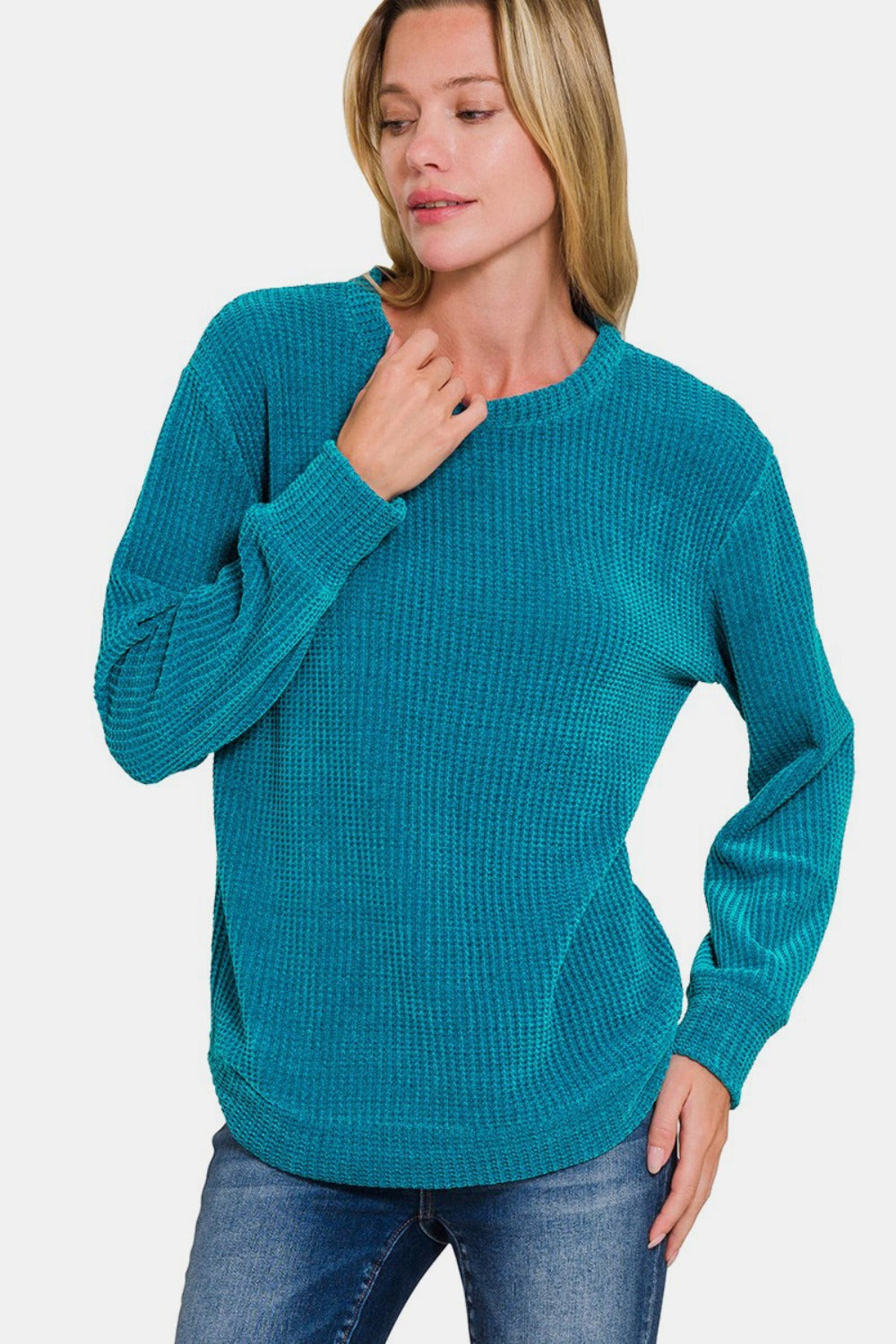 Sybille | Chenille waffle crew neck sweater