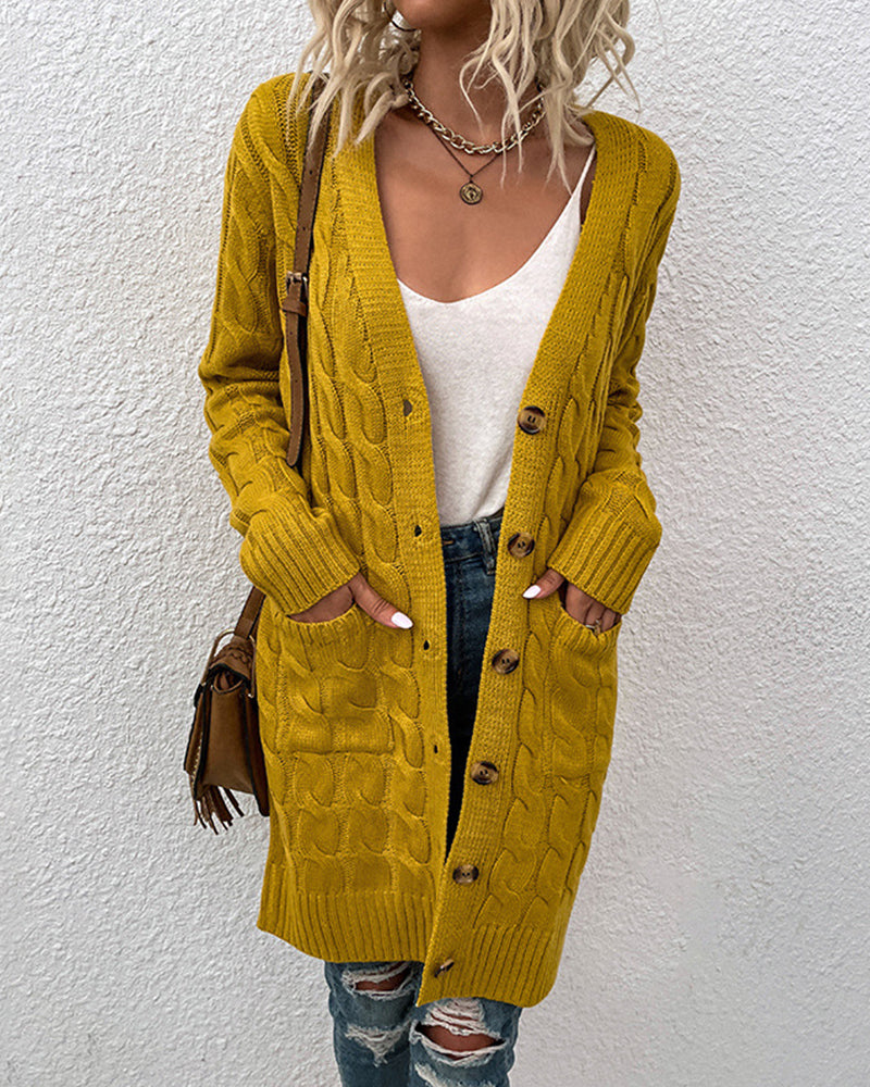 Anemone | Long sleeve cardigan in solid color