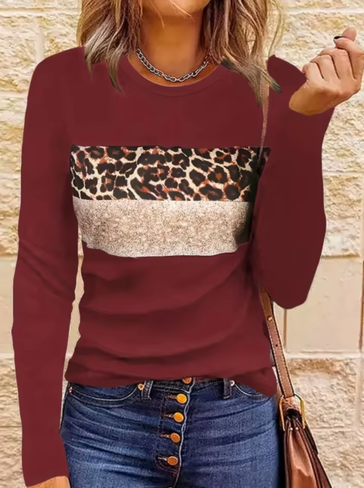 Rosario | Long sleeve leopard print t-shirt