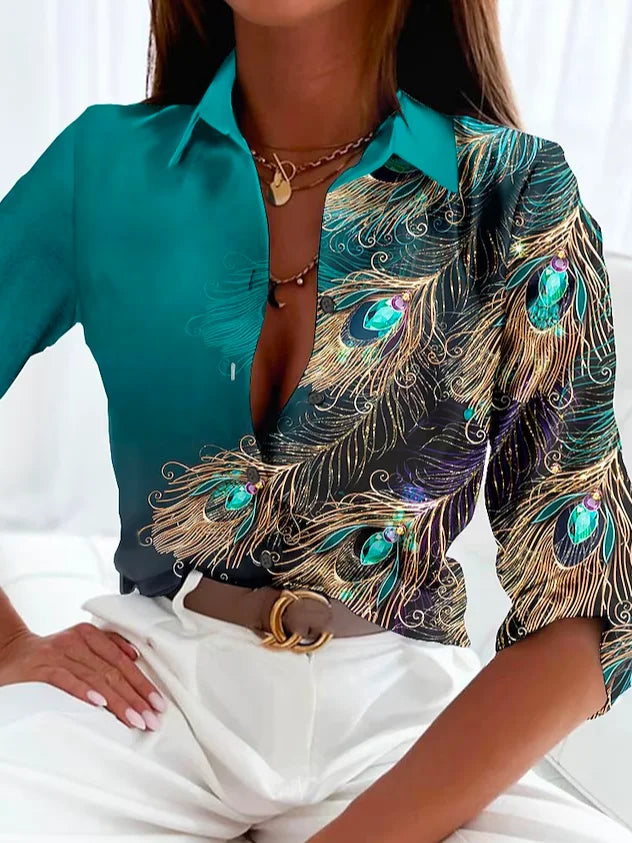 Ana® | Women's feather print blouse