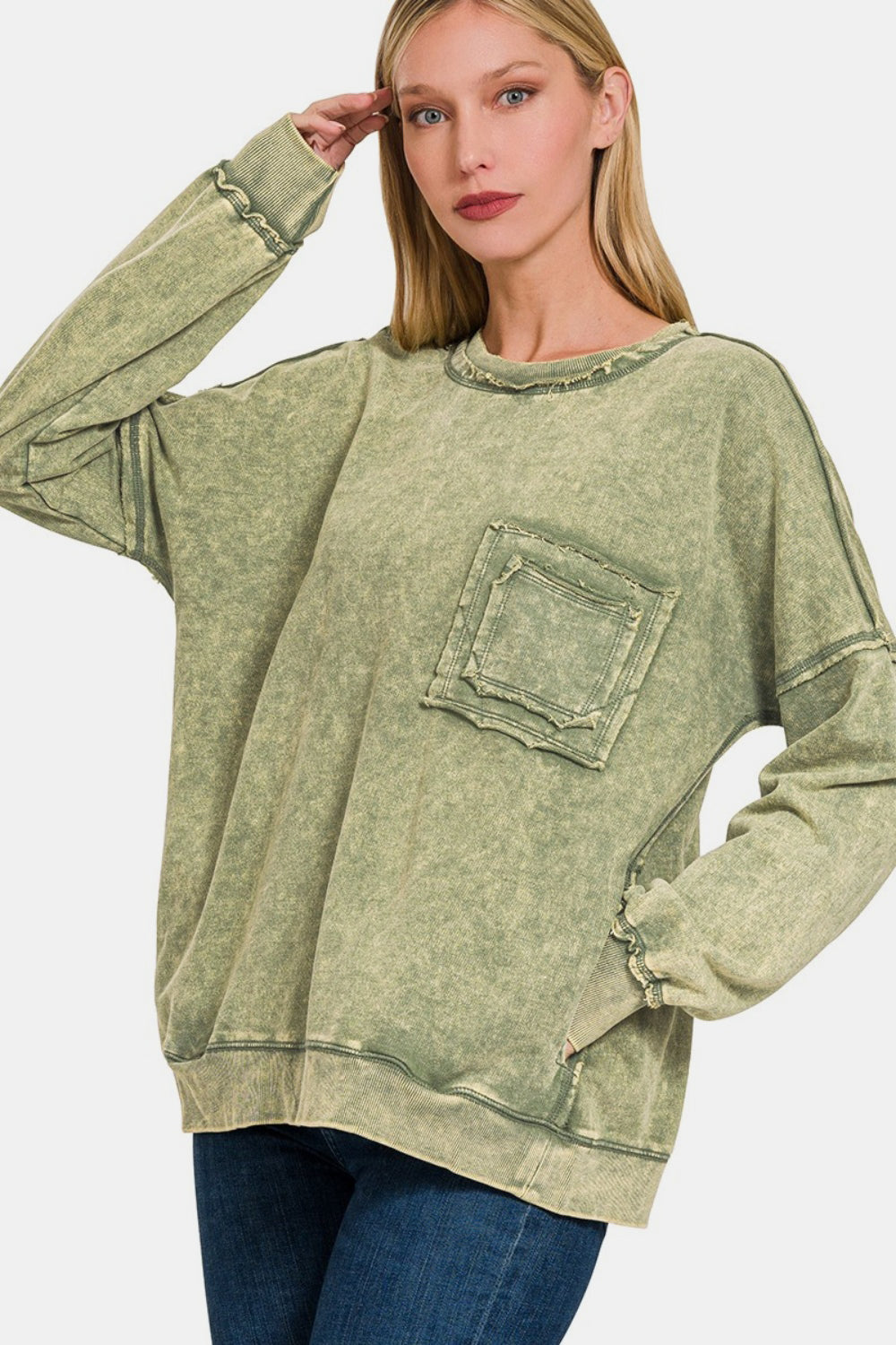 Alma | Sweatshirt with an exposed seam and a crew neck and dropped shoulders