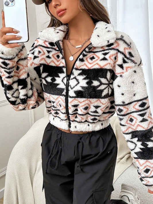 Miranda | Short jacket with geometric collar and zip