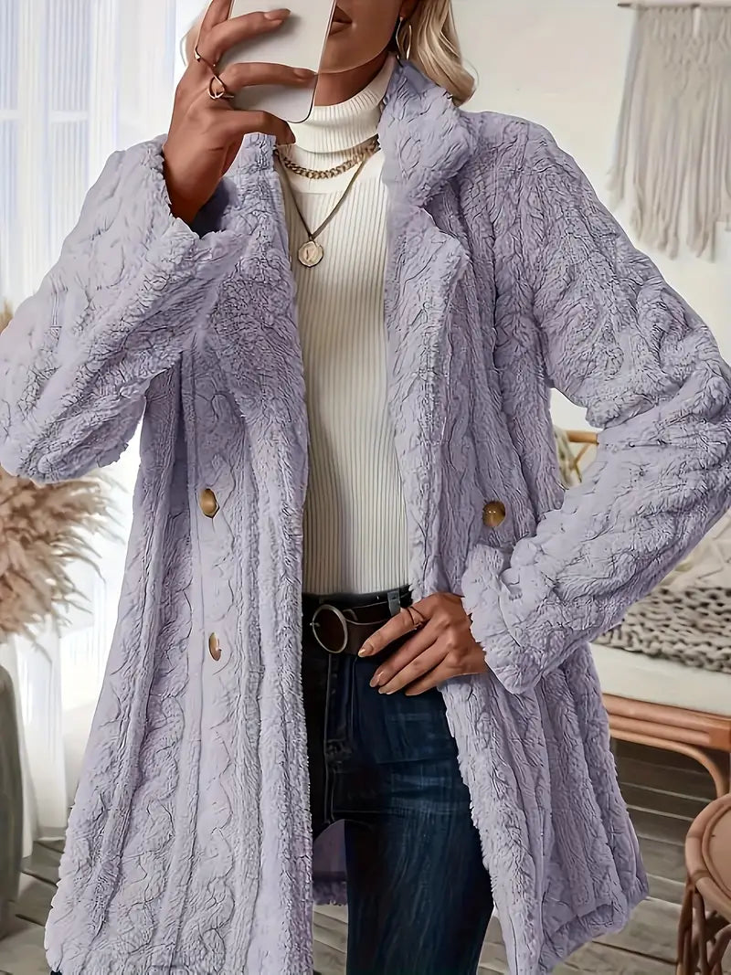 Magaly | Soft, solid color long sleeve thermal coat
