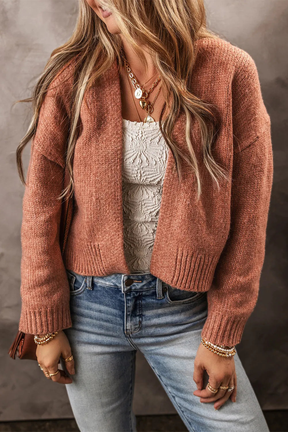 Luciana | Cardigan with an open front and dropped shoulders