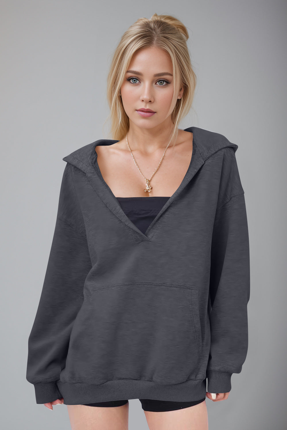Bernadette | Basic Bae Air Scuba long sleeve hoodie with kangaroo pocket