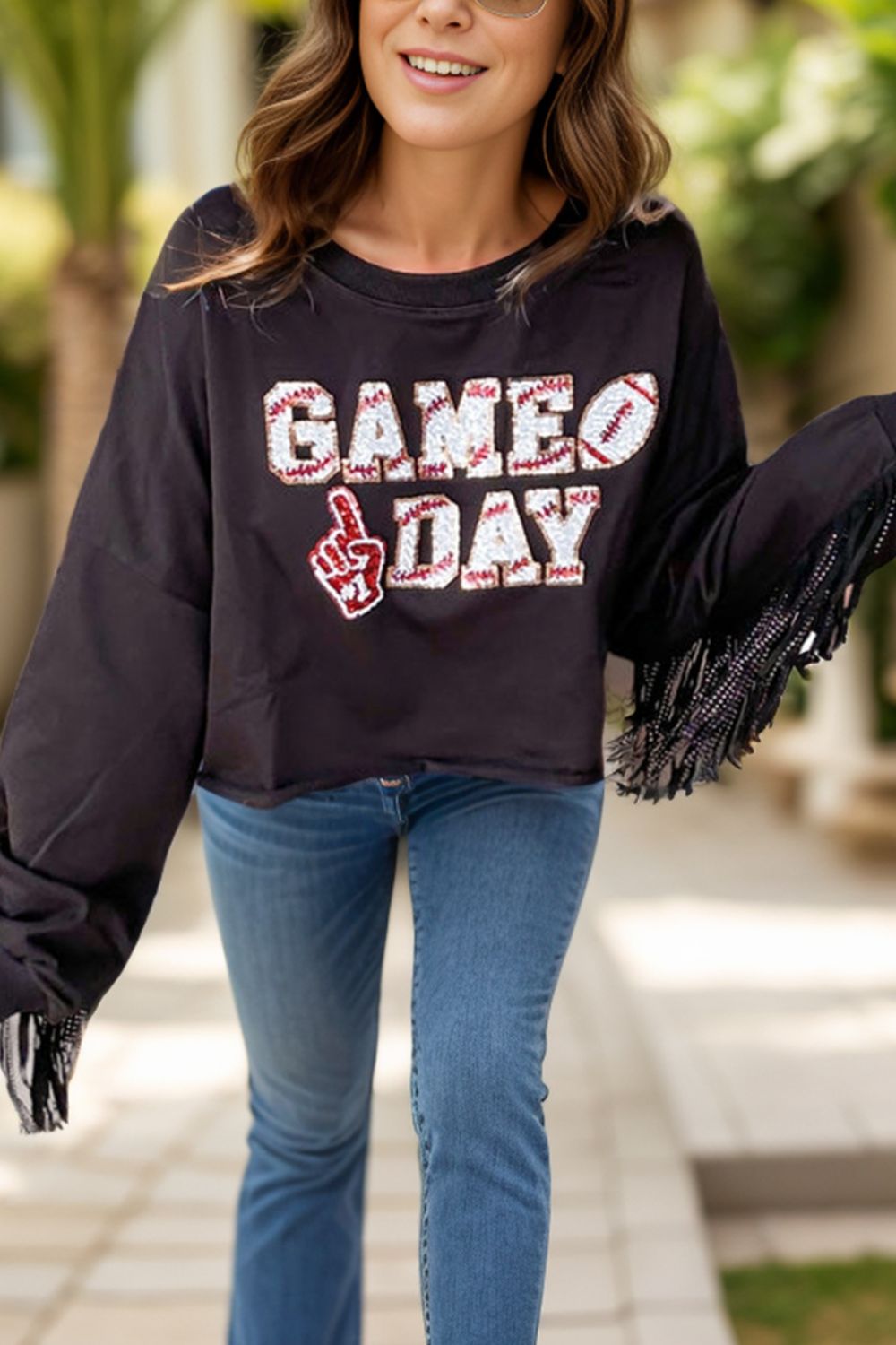 Marion | Long-sleeved sweatshirt with fringes