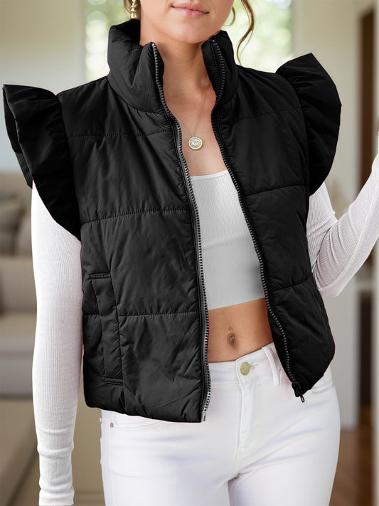 Anita | Zip-up jacket with cap sleeves and pockets