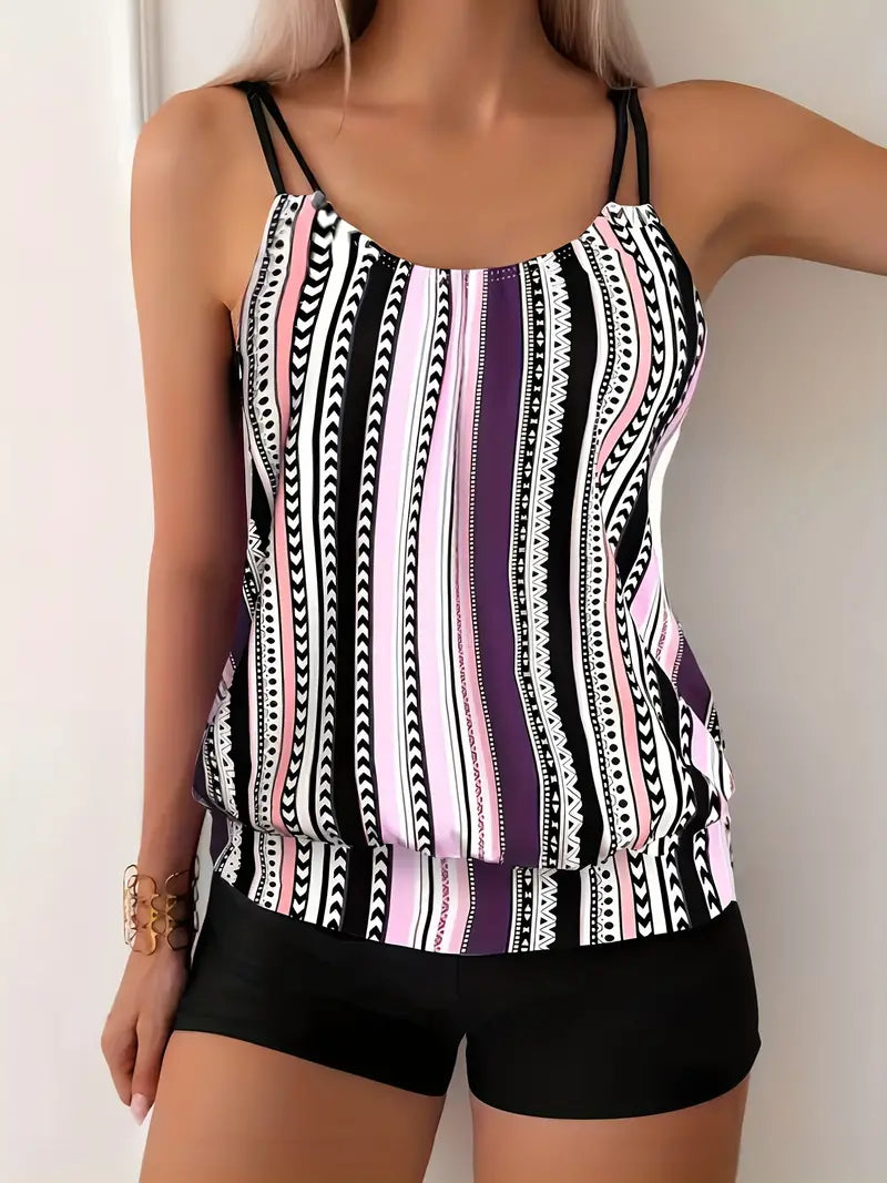 Libby® | Striped Tankini With Print