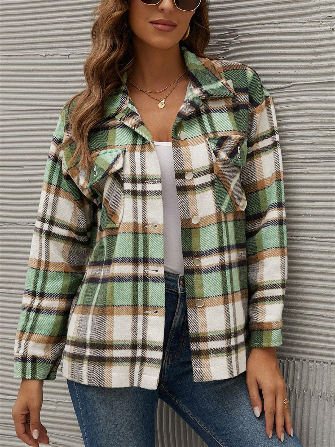 Dafne | Checked, long-sleeved jacket with a collar
