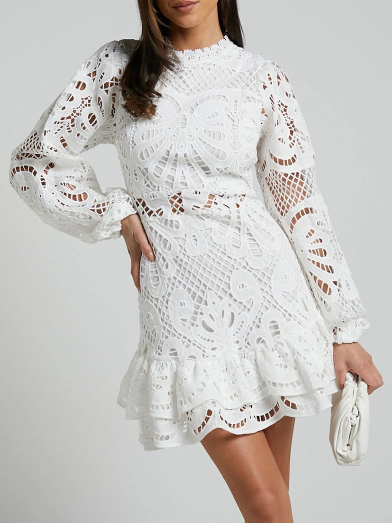 Sara® | Elegant Long-Sleeved Lace Mini Dress