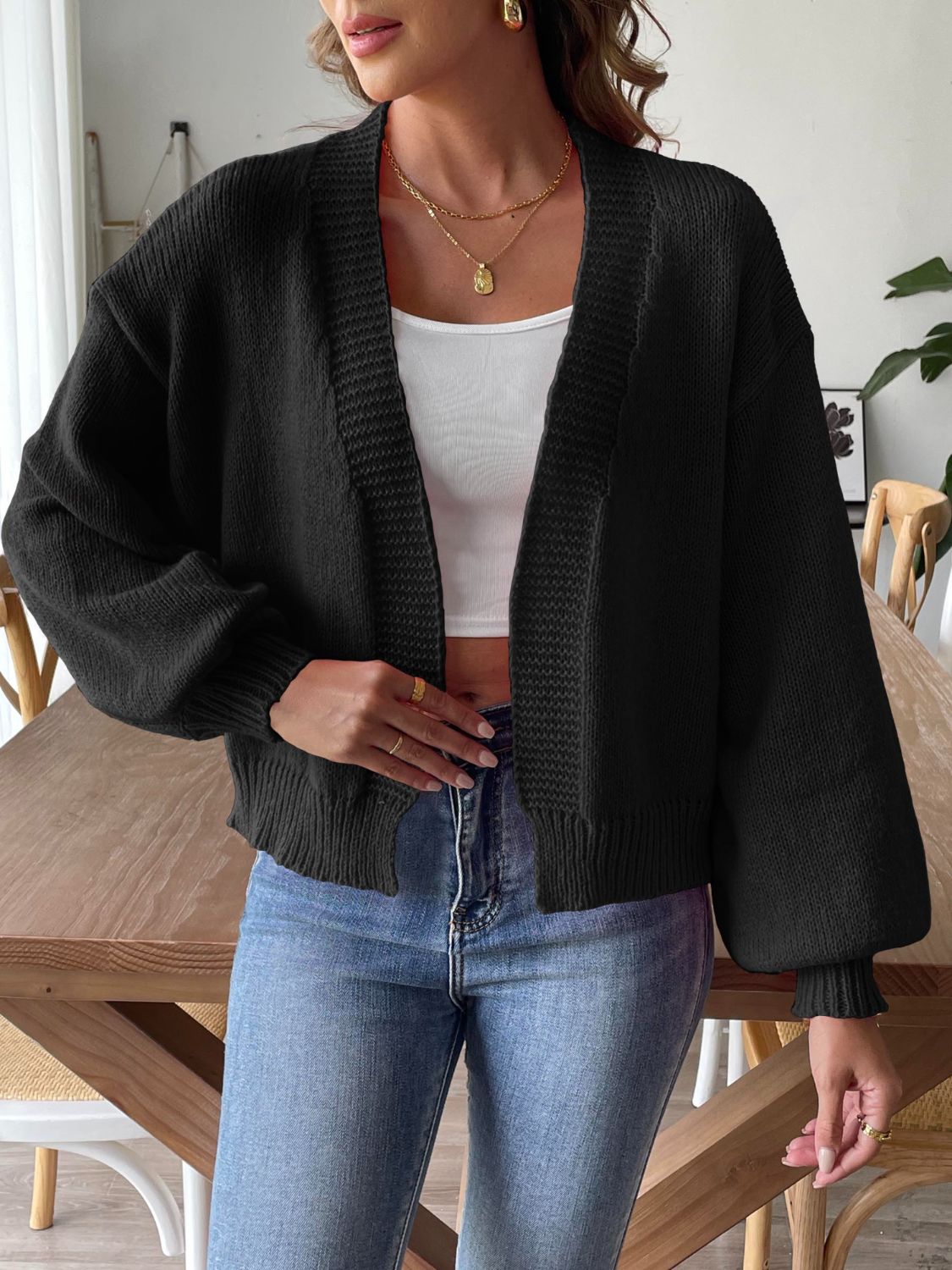 Geraldine | Long sleeve open front cardigan