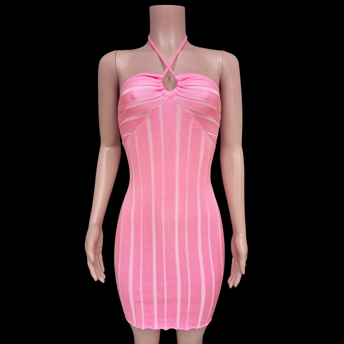 Halterneck tie Knitted Fleece Dress