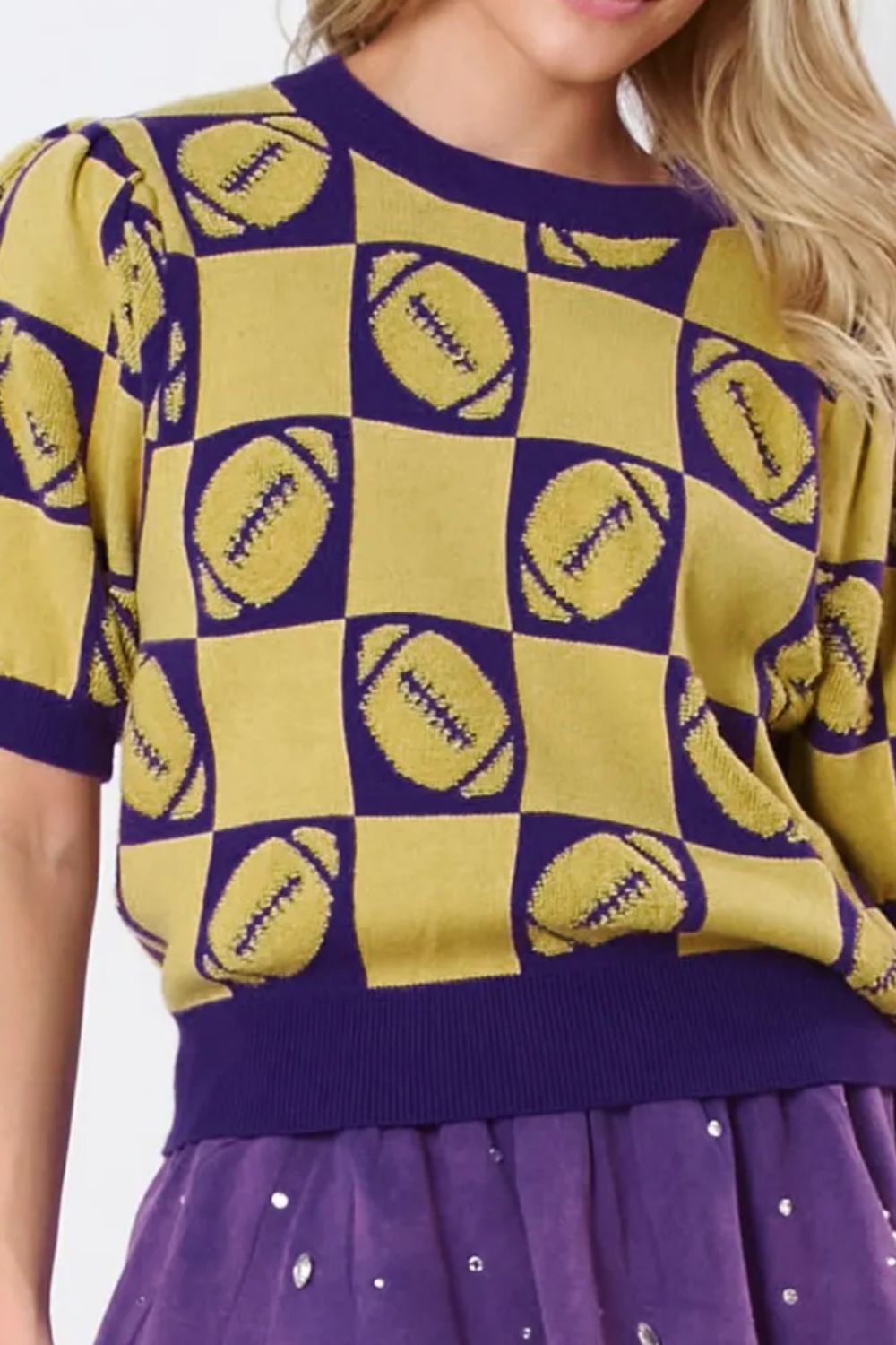 Annika | Football sweater with a crew neck and short sleeves