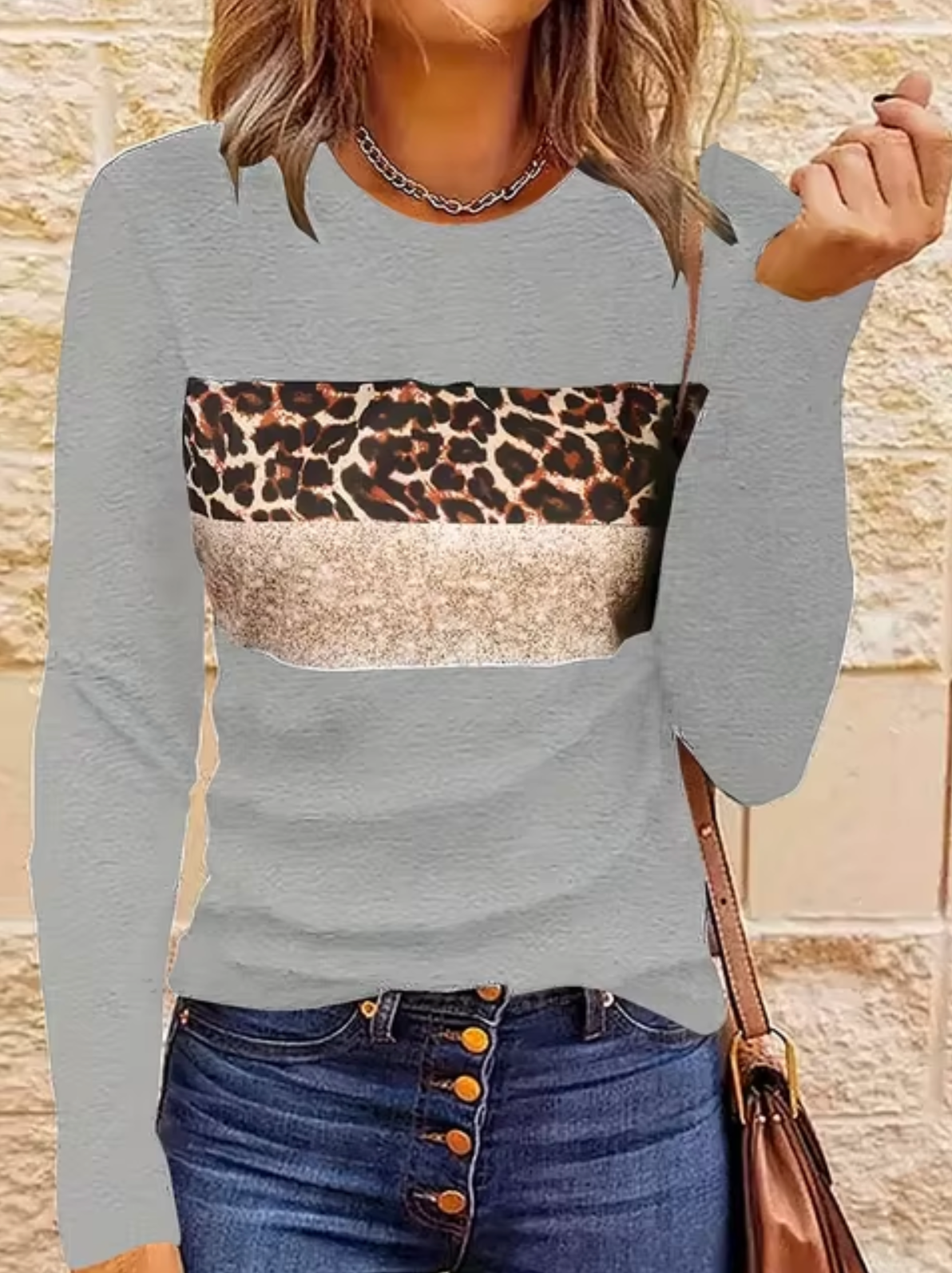 Rosario | Long sleeve leopard print t-shirt