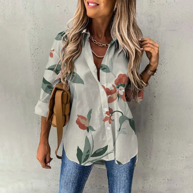 Melina® | Casual, Loose Long-Sleeved Blouse With A Floral Pattern
