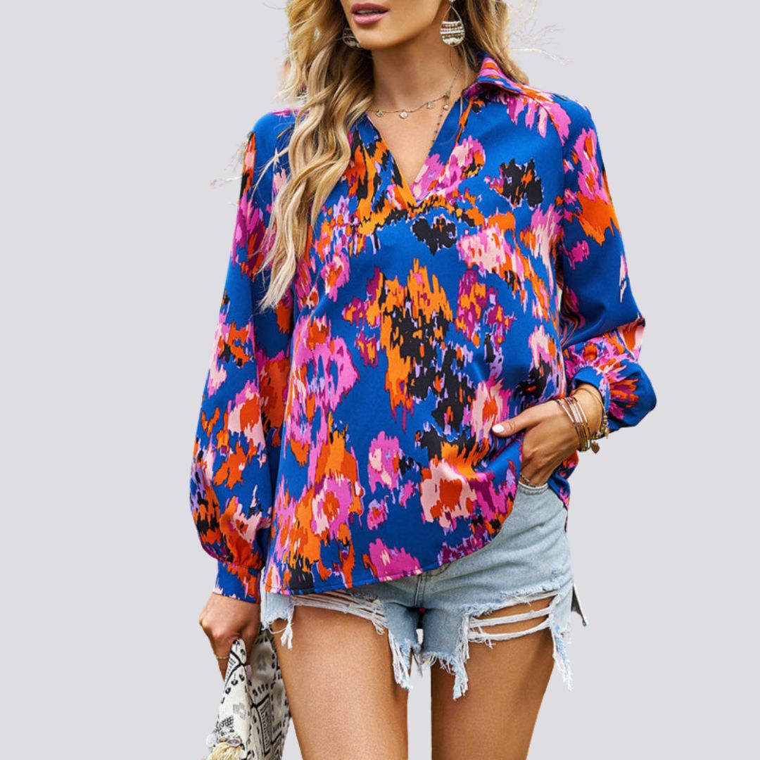 Lesley® | Blouse With V-Neck And Abstract Print