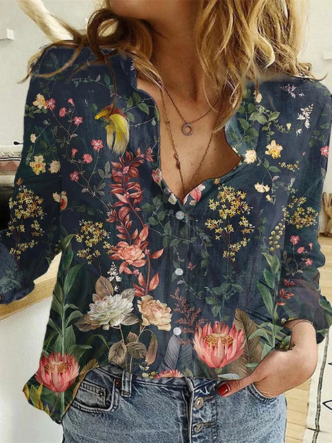 Melanie® | Printed Casual Loose Long Sleeve Blouse