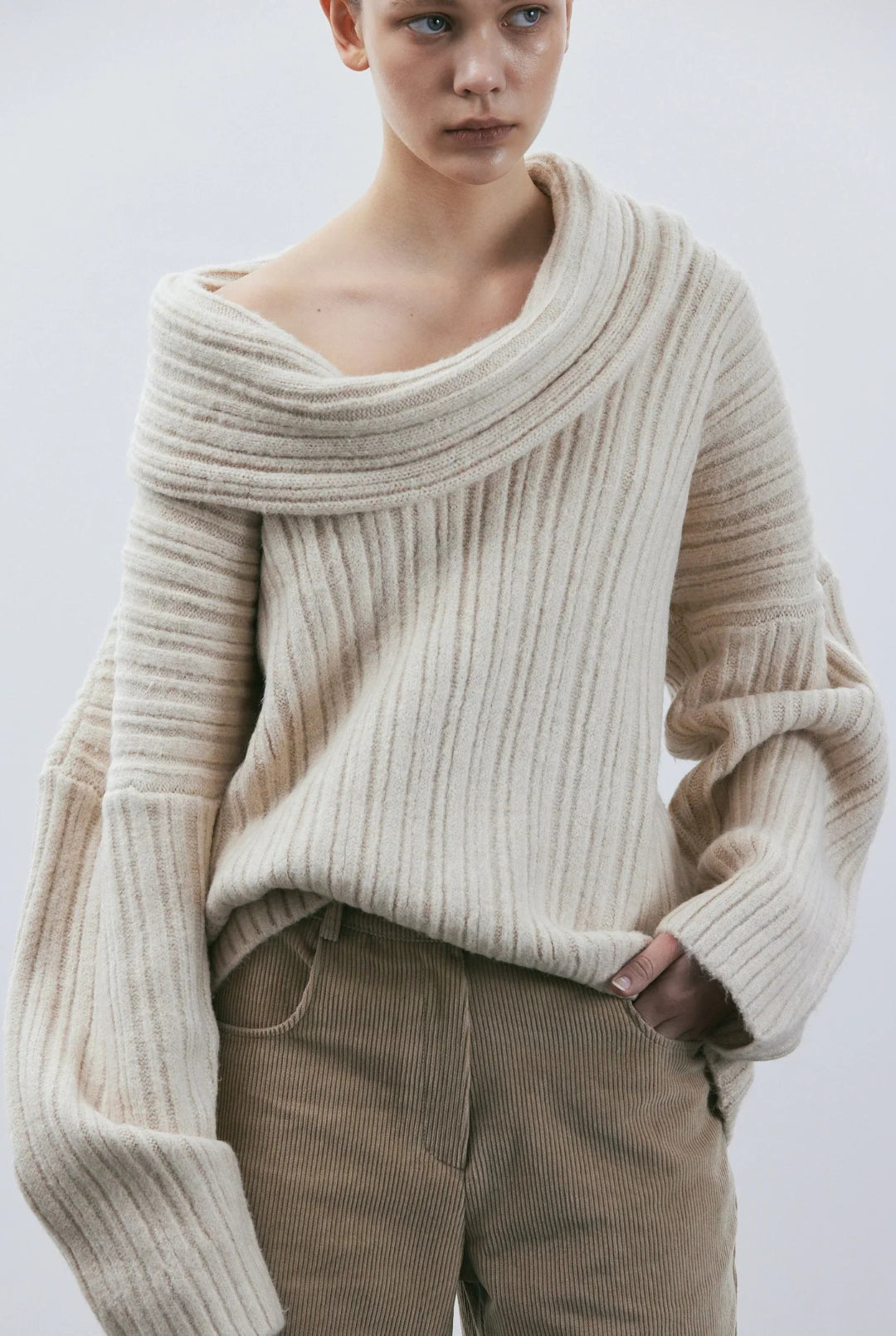 Leire® | Pull oversize for women with rouleau haut Tricoté
