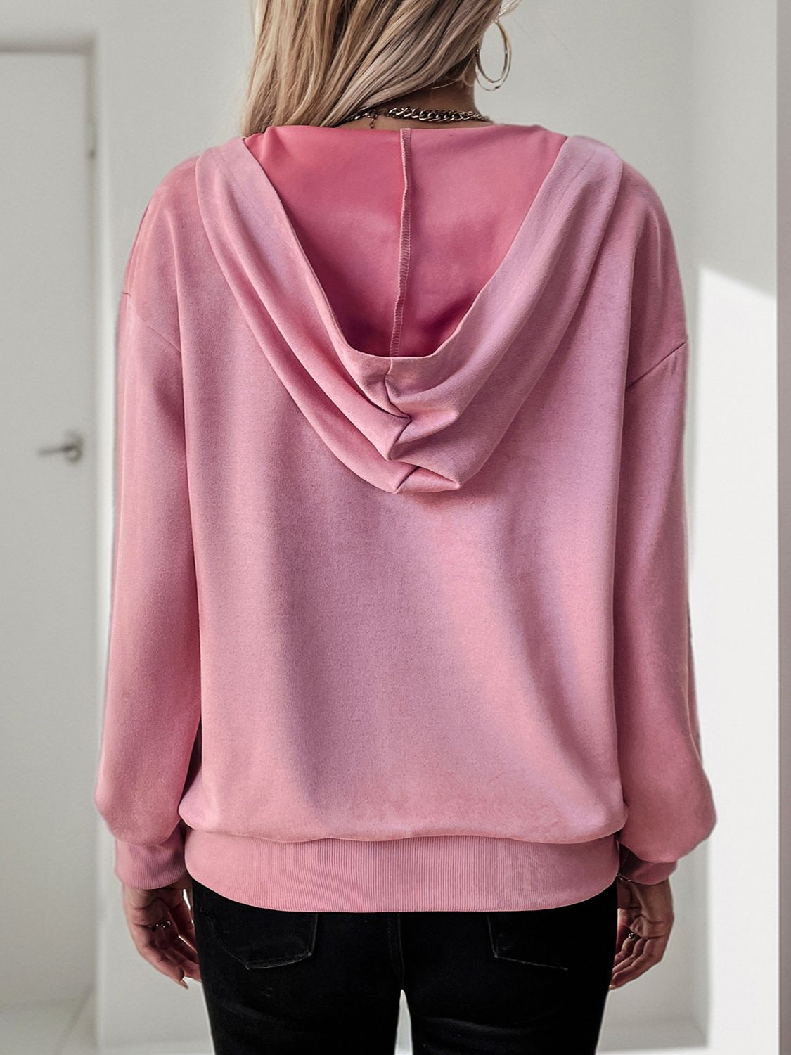 Carolina | Perfee Oblique Zipper Long Sleeve Hoodie