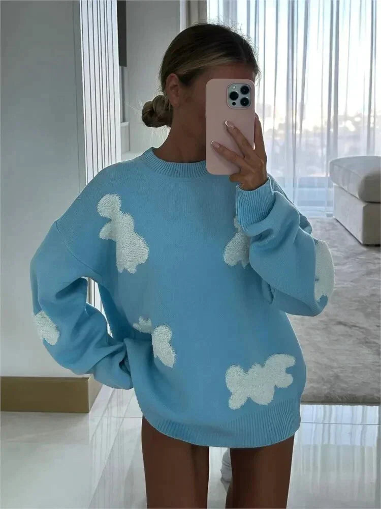 Fabienne | Chic knitted sweater with “Sweet Love” embroidery