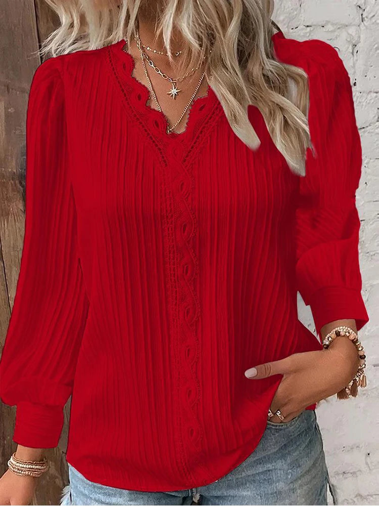 Anahí® | Long Sleeve Blouse With V-Neck