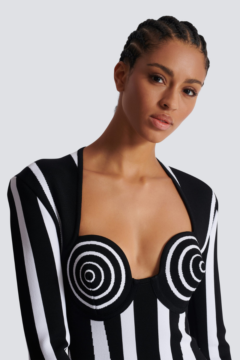 Berta® | Long-Sleeved Striped Mini Knit Dress