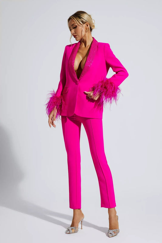 Anneliese | Blazer with diamonds and feather details