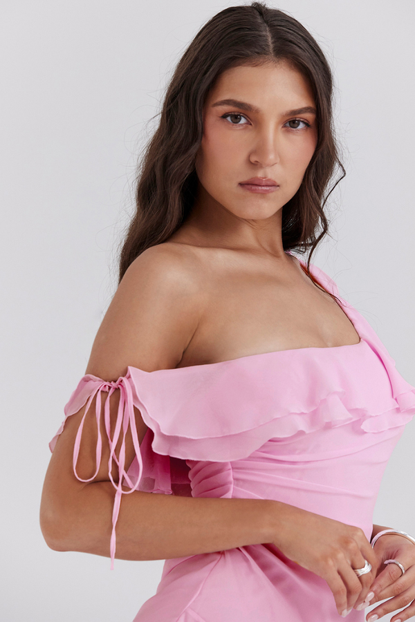 Nadia® | Off-Shoulder Ruffle Shirt Mini Dress