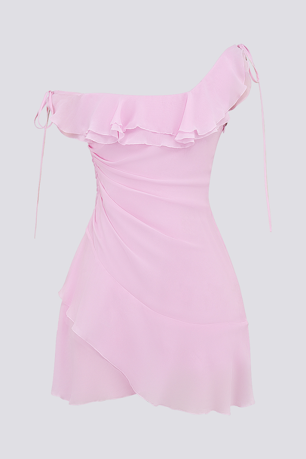 Wanda® | Off-Shoulder Ruffle Shirt Mini Dress