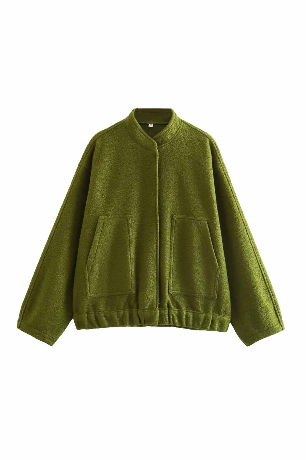 Annika | Solid jacket with stand-up collar and button pocket