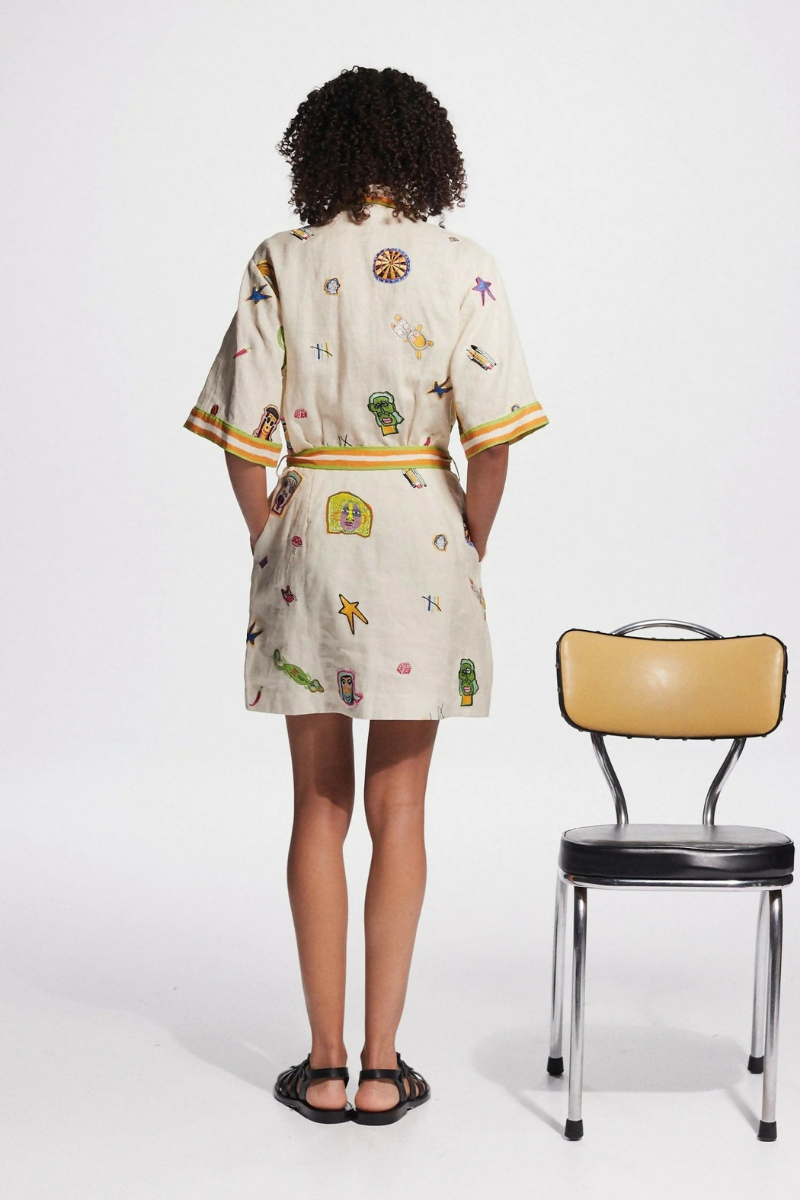 Waleska® | Short-Sleeved Embroidered Mini Dress