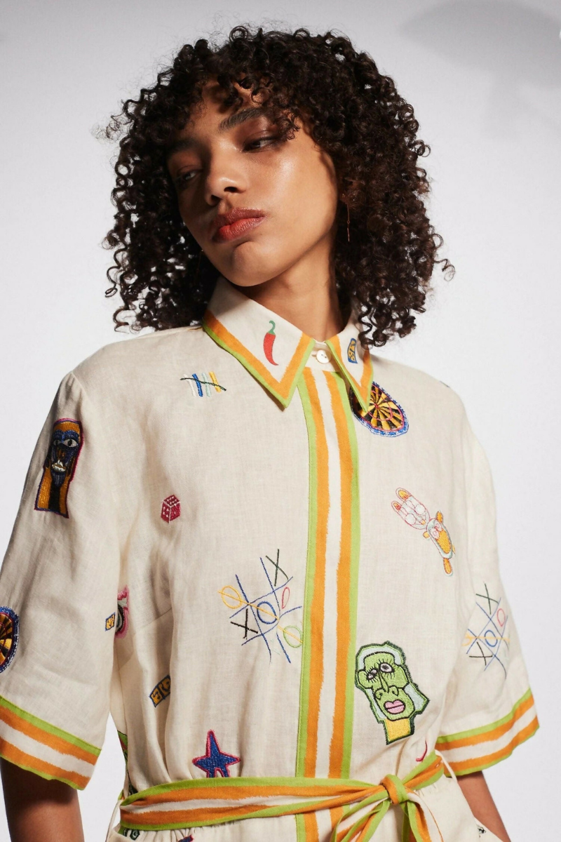 Dulce® | Short-Sleeved Embroidered Mini Dress
