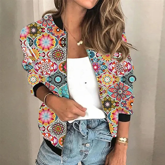 Amber® | Printed Zip-Up Jacket