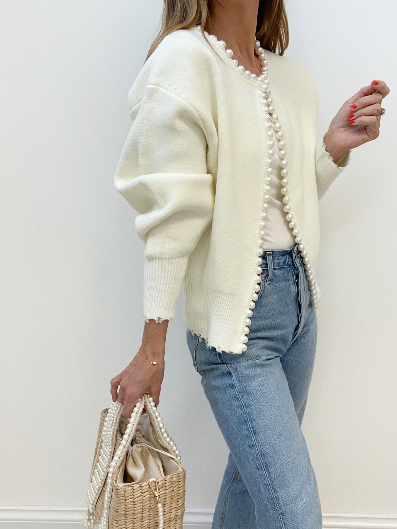 Belén | Beaded cardigan with ripped hem