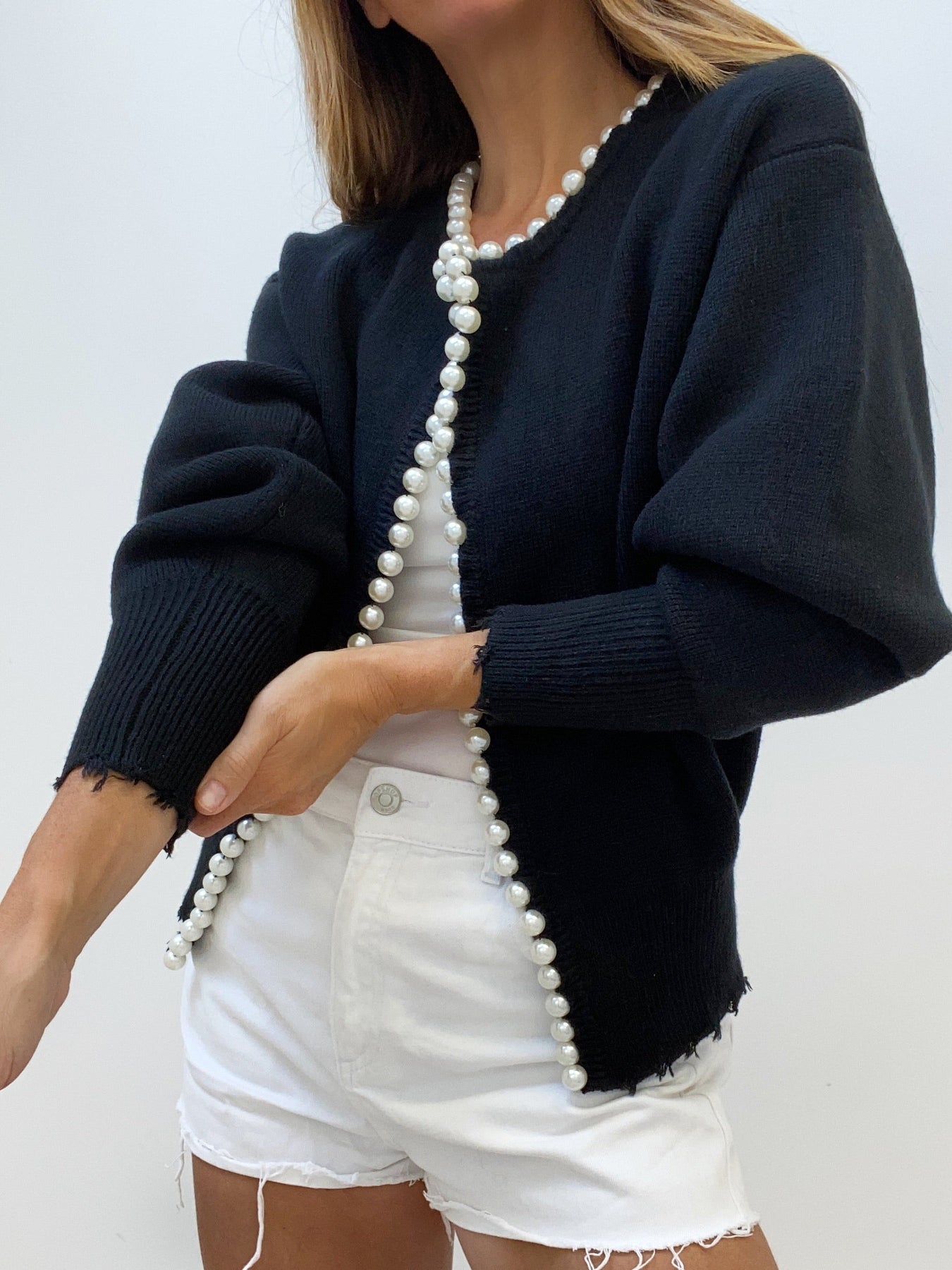 Belén | Beaded cardigan with ripped hem