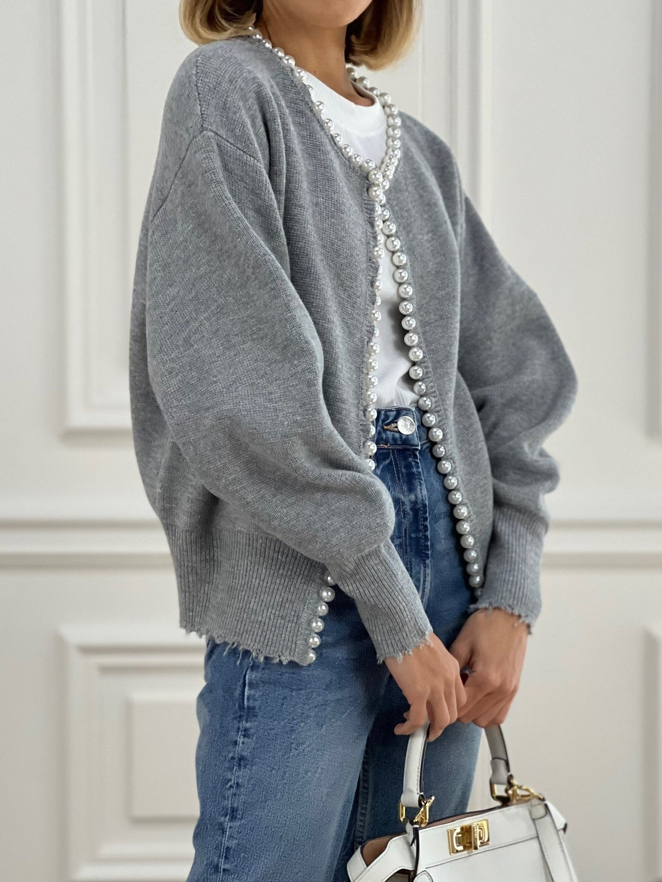 Belén | Beaded cardigan with ripped hem