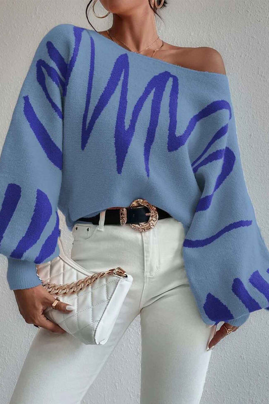 Anika | Knitted sweater with geometric lantern sleeves