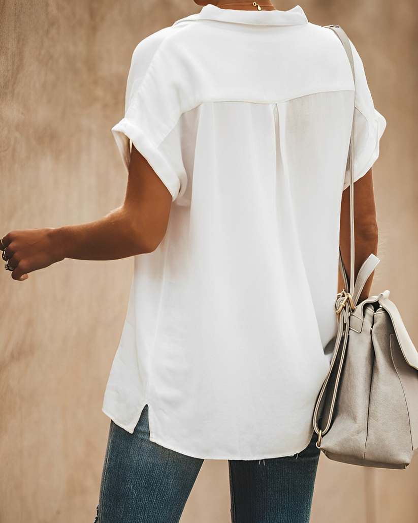 Maritza® | Short-Sleeved Cotton Linen Blouse