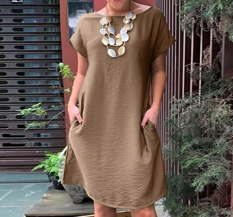 Harper® | Loose Round Neck Short Sleeve Dress