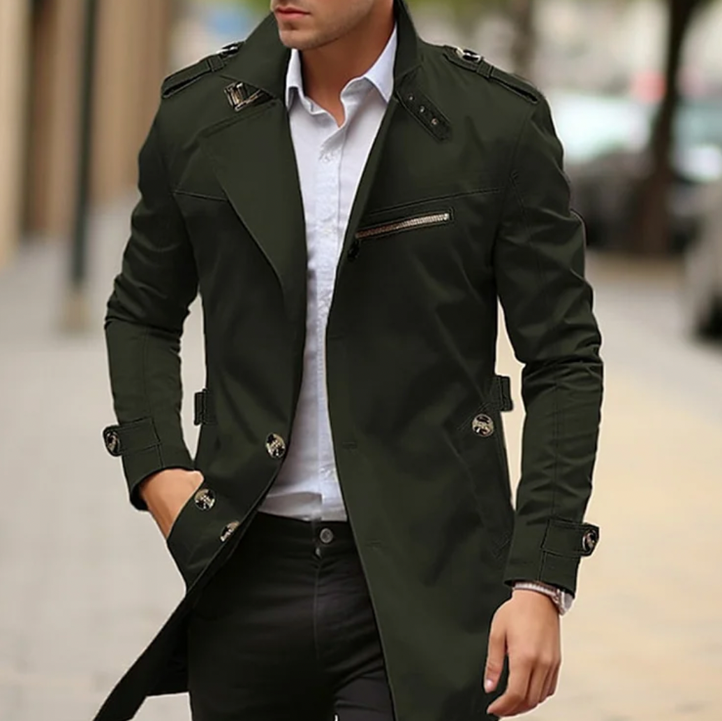 Vincent | Men's Double-Breasted Long Trench Coat