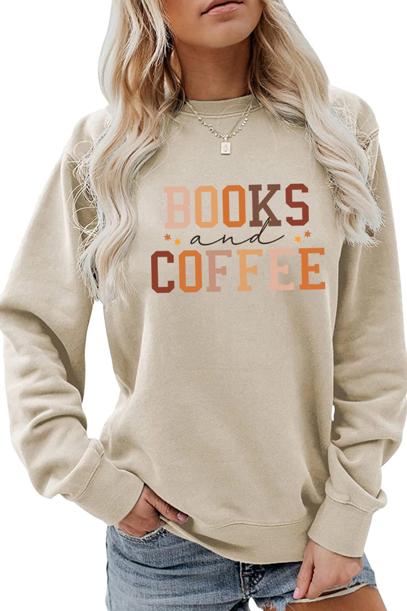 Alicia | Books Coffee Letters Printed Sweatshirts