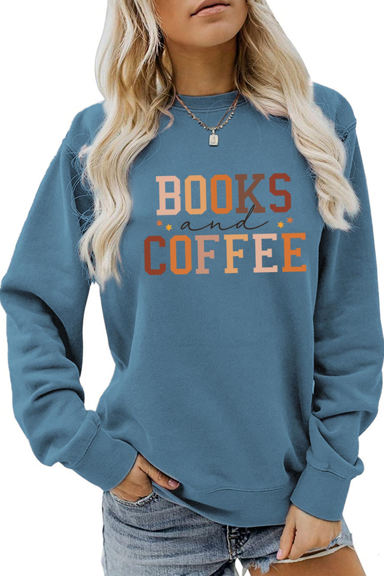 Alicia | Books Coffee Letters Printed Sweatshirts