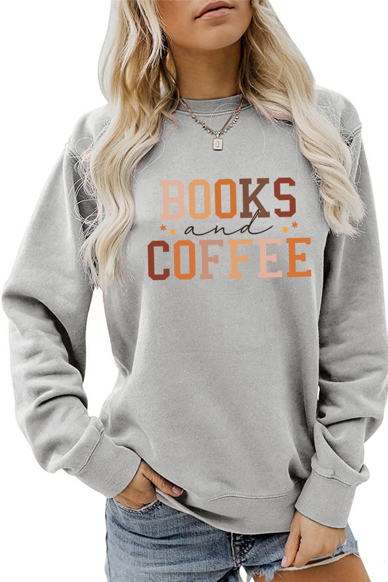 Alicia | Books Coffee Letters Printed Sweatshirts