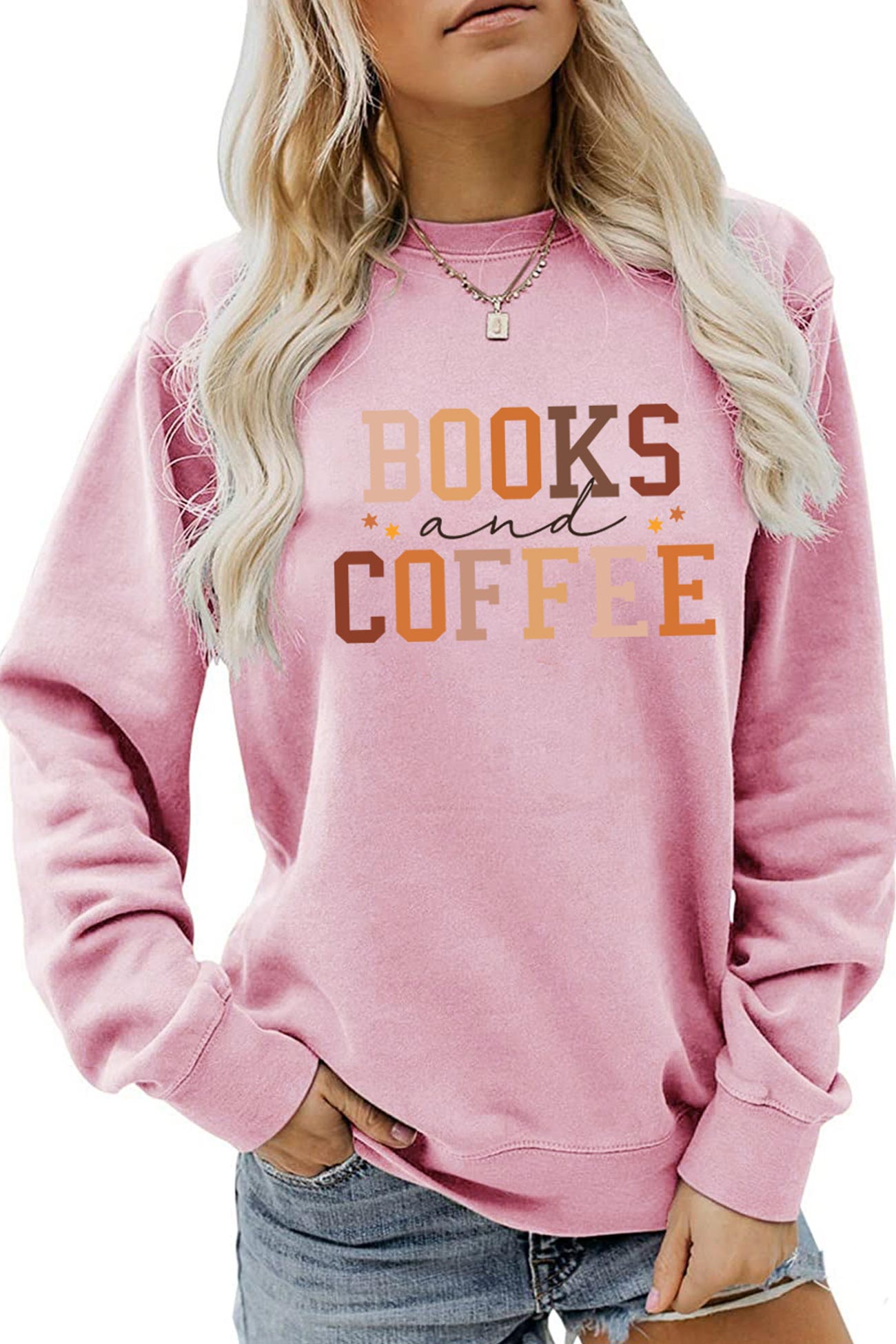 Alicia | Books Coffee Letters Printed Sweatshirts